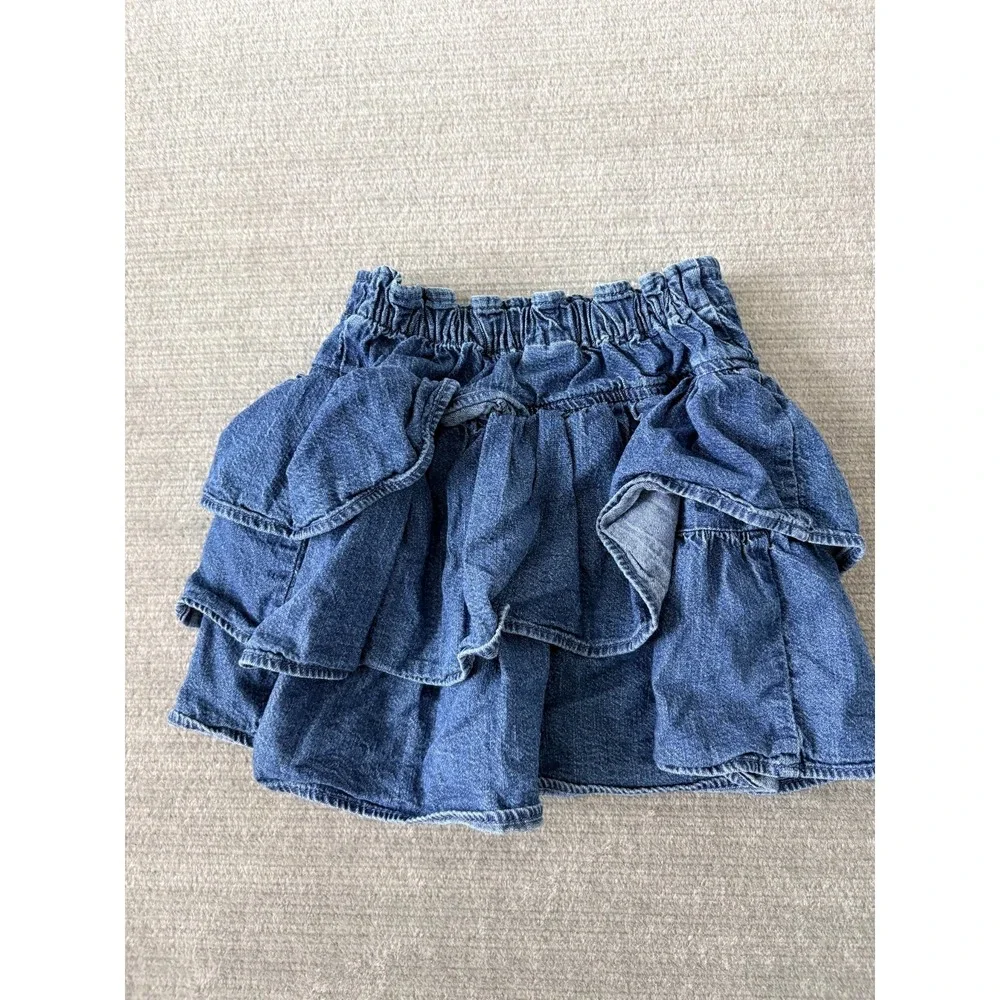 Gap Skirts Women 8‎ Denim Ruffle Cotton Tiered Mini